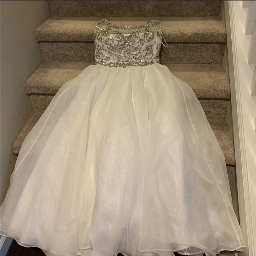 White Tiffany pageant gown. Size 10